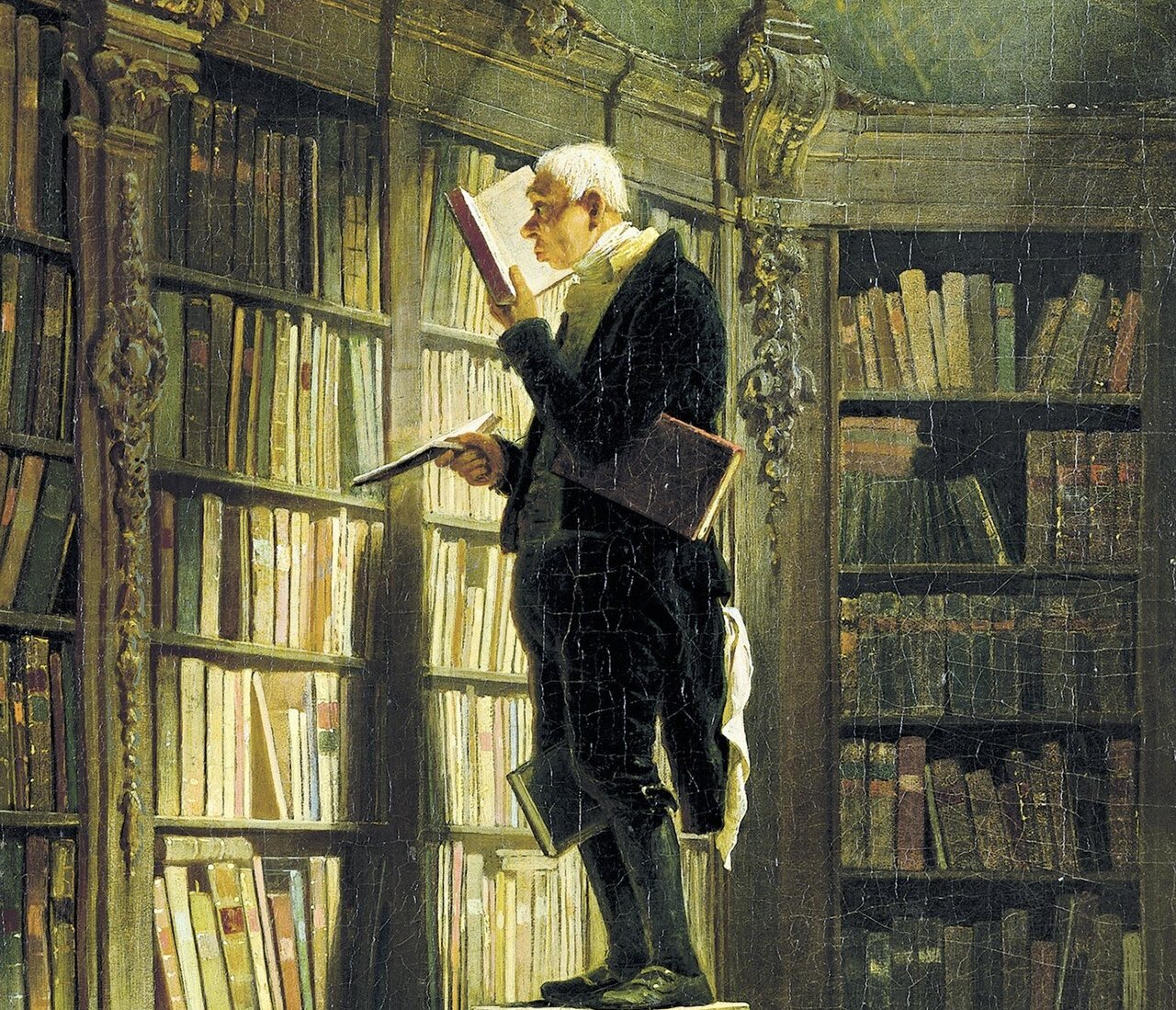 תולעת הספרים, קרל שפיצווג, 1850, ויקיפדיה. להרחבה: כתובים, דבר, ארכיון העיתונות